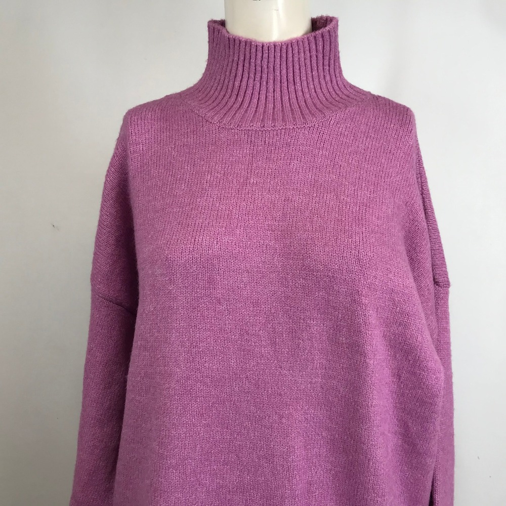 DOUBLE ZERO Women's Purple Turtleneck Long Sleeve Cozy Knit Sweater Dress L - Picture 2 of 8